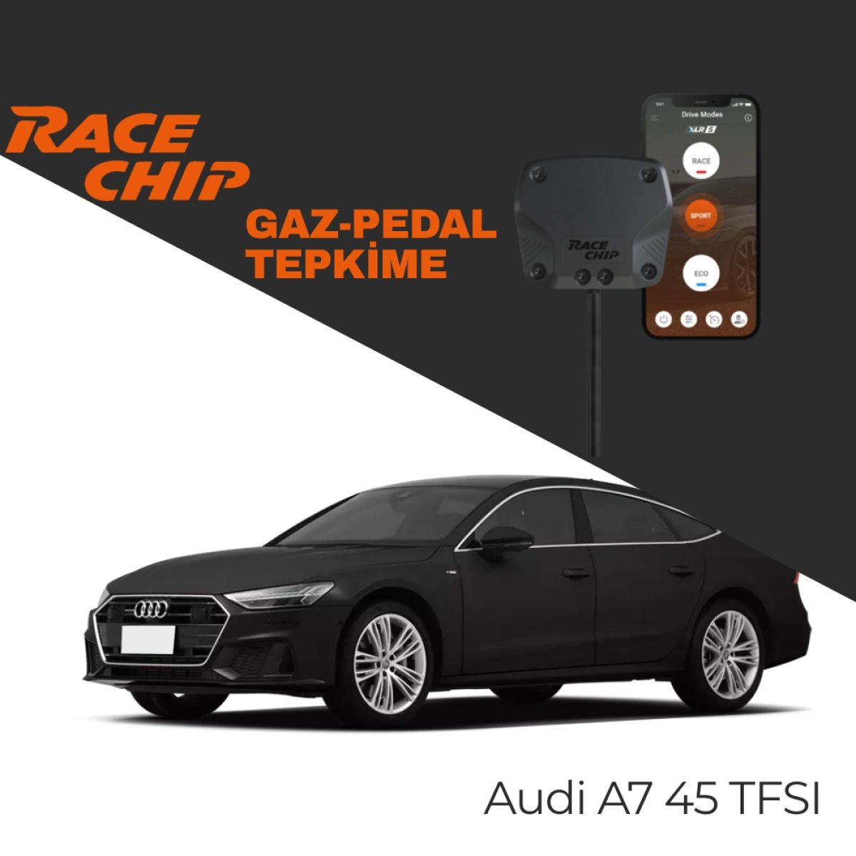RaceChip XLR5 Audi A7 (4K) 45 TFSI 265 PS Mild Hybrid Gaz Pedal Tepkime Cihazı Eco-Sport-Race APP Bluetooth