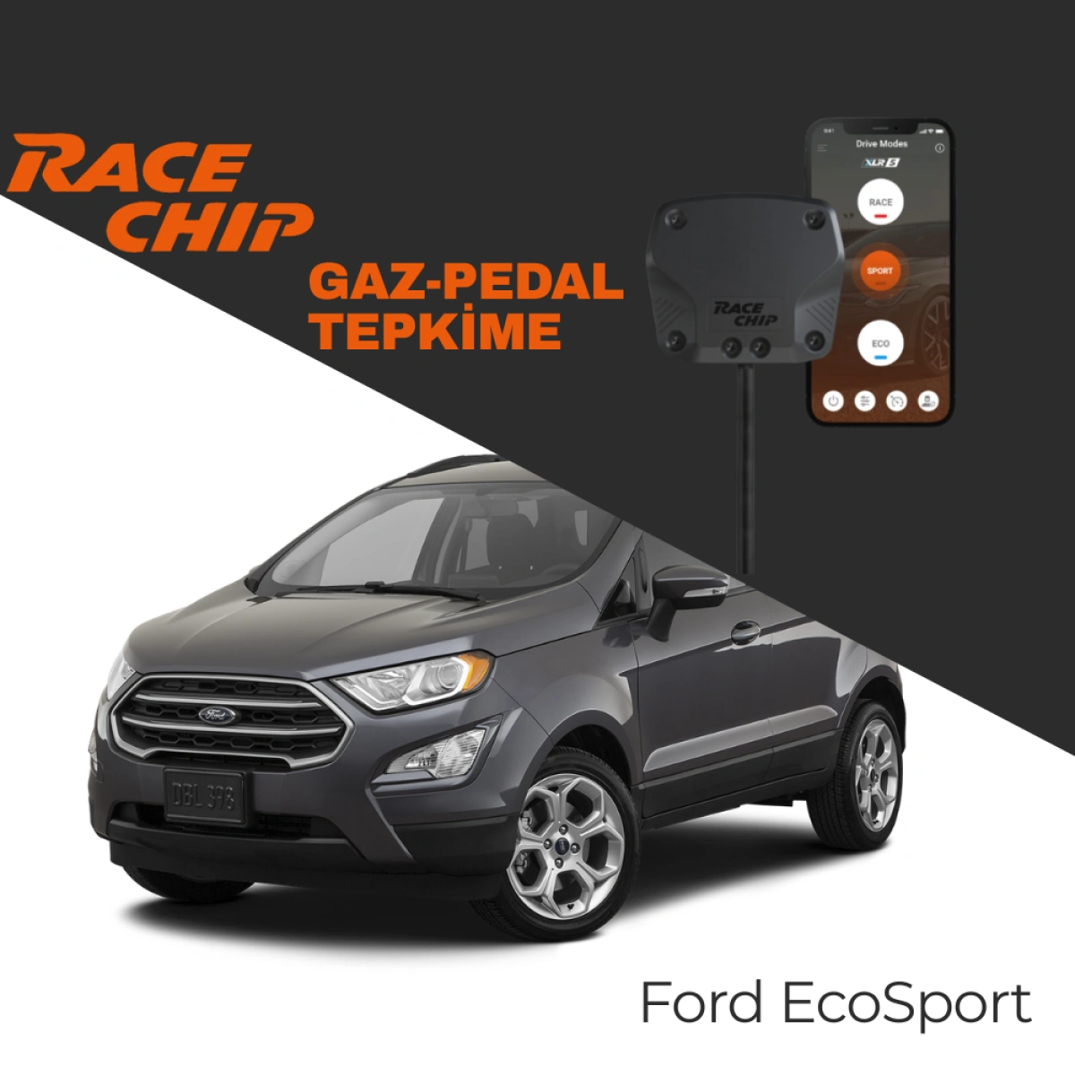 RaceChip XLR5 Ford EcoSport 1.0 EcoBoost Gaz Pedal Tepkime Cihazı Eco-Sport-Race APP Bluetooth