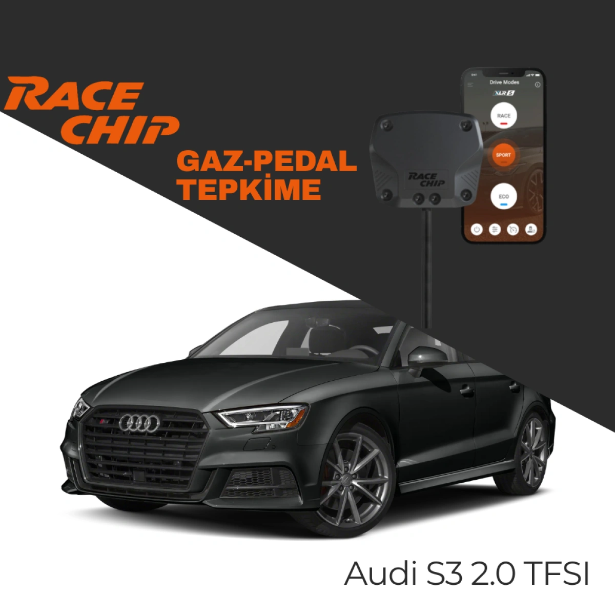 RaceChip XLR5 Audi S3 (8V) 2.0 TFSI Gaz Pedal Tepkime Cihazı Eco-Sport-Race APP Bluetooth