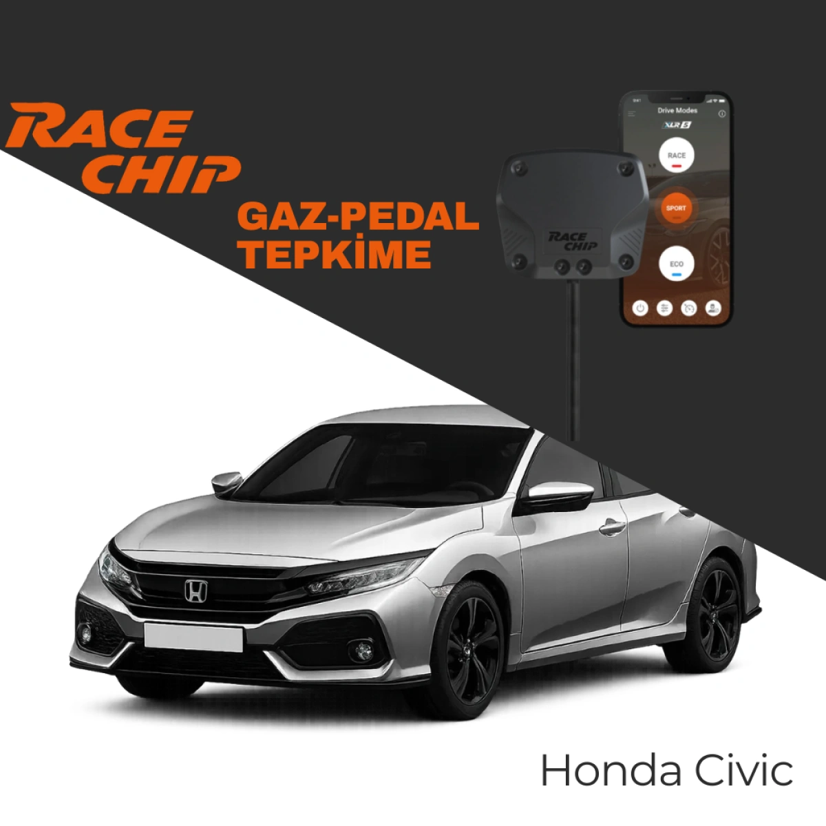 RaceChip XLR5 Honda Civic (X) FC5, FK7 1.6i VTEC Gaz Pedal Tepkime Cihazı Eco-Sport-Race APP Bluetooth