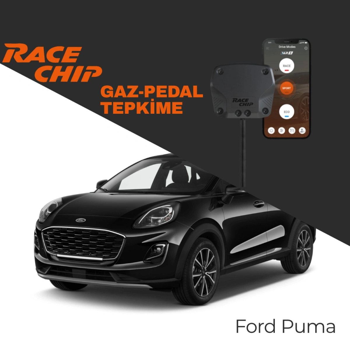 RaceChip XLR5 Ford Puma 1.0 EcoBoost Gaz Pedal Tepkime Cihazı Eco-Sport-Race APP Bluetooth