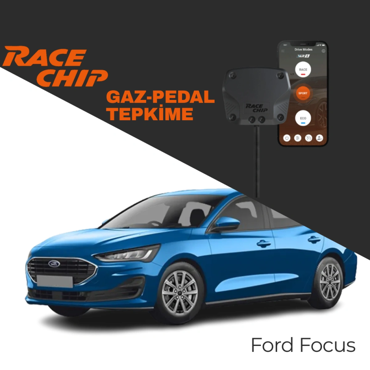 RaceChip XLR5 Ford Focus (IV) 1.5 EcoBlue 120 PS Gaz Pedal Tepkime Cihazı Eco-Sport-Race APP Bluetooth