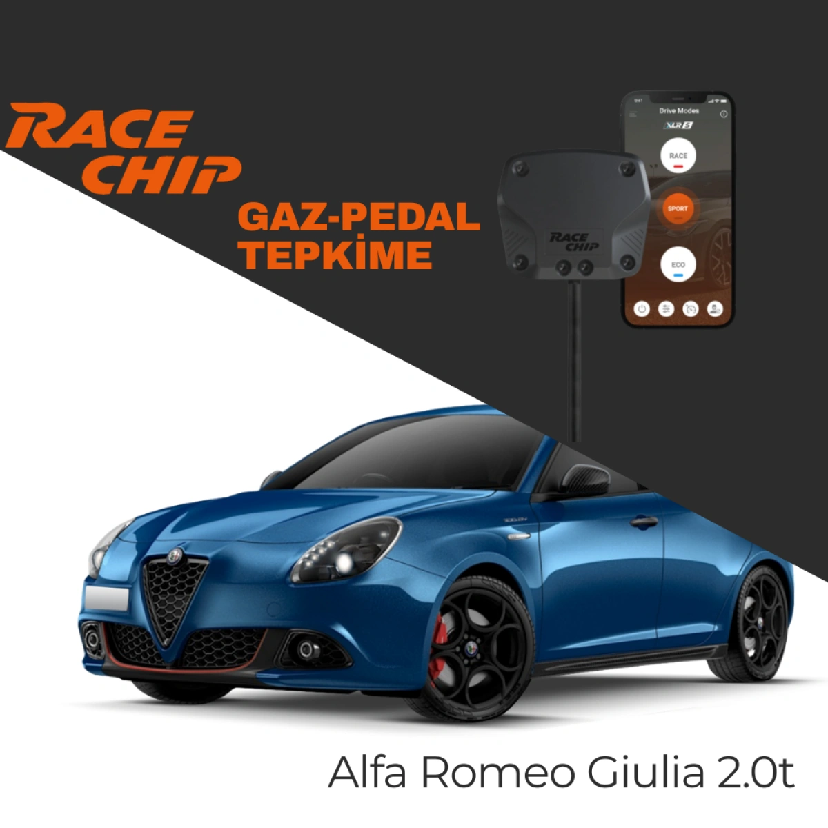 RaceChip XLR5 Alfa Romeo Giulietta 1.4T, 1.6d Gaz Pedal Tepkime Cihazı Eco-Sport-Race APP Bluetooth