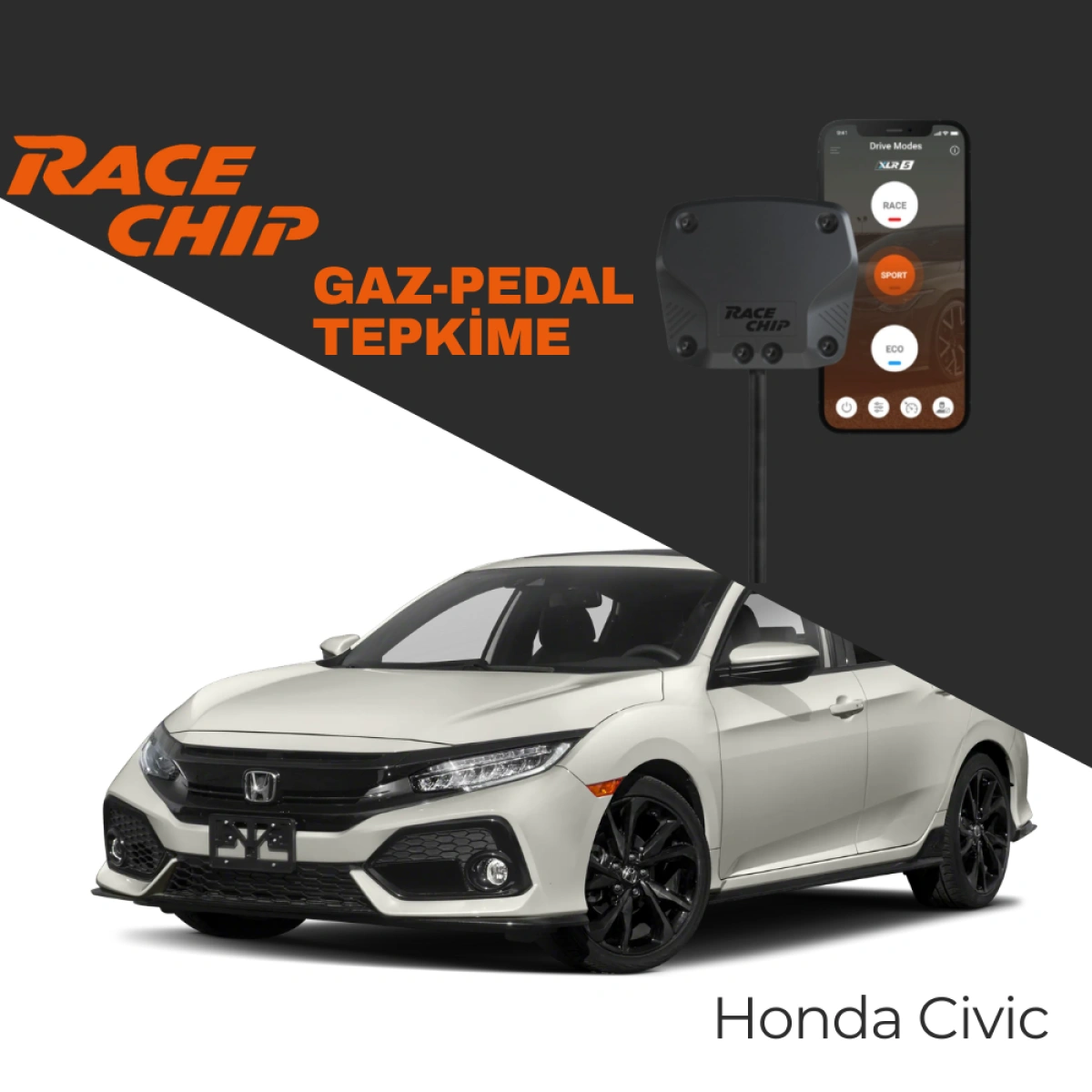 RaceChip XLR5 Honda Civic (X) FC5, FK7 1.5 T 182 PS Gaz Pedal Tepkime Cihazı Eco-Sport-Race APP Bluetooth