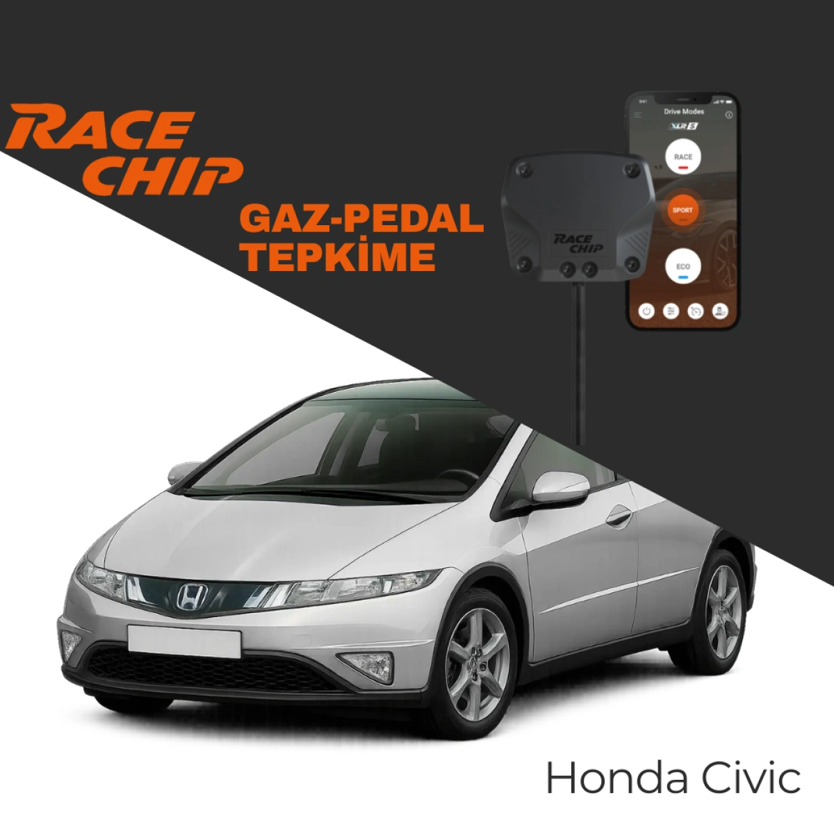 RaceChip XLR5 Honda Civic (IX) (FK) 1.6i VTEC Gaz Pedal Tepkime Cihazı Eco-Sport-Race APP Bluetooth