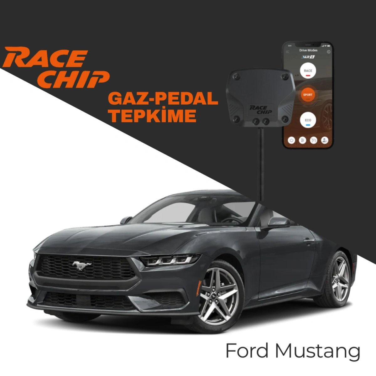 RaceChip XLR5 Ford Mustang 2.3 EcoBoost Gaz Pedal Tepkime Cihazı Eco-Sport-Race APP Bluetooth