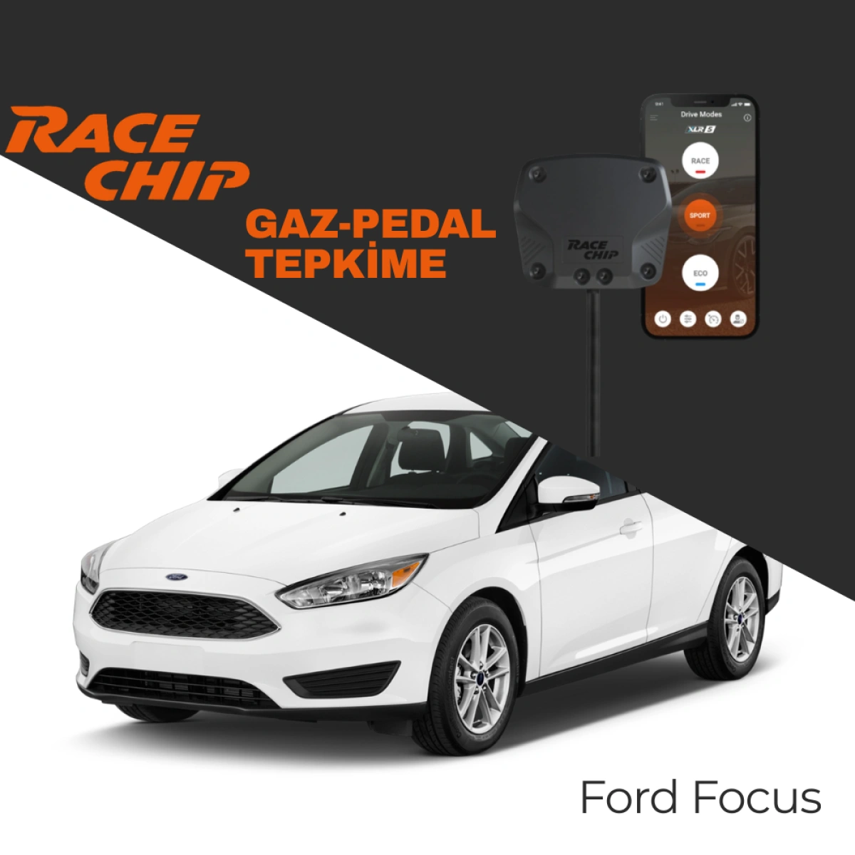 RaceChip XLR5 Ford Focus Focus (DYB) 1.6 Ti-VCT 2011-2018 Gaz Pedal Tepkime Cihazı Eco-Sport-Race APP Bluetooth