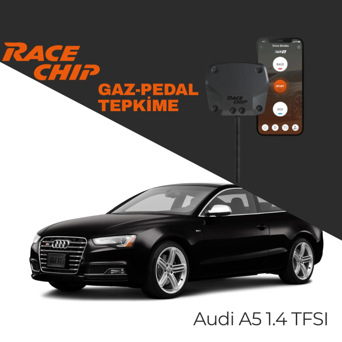 RaceChip XLR5 Audi A5 (5F) 1.4 TFSI 150 PS Gaz Pedal Tepkime Cihazı Eco-Sport-Race APP Bluetooth