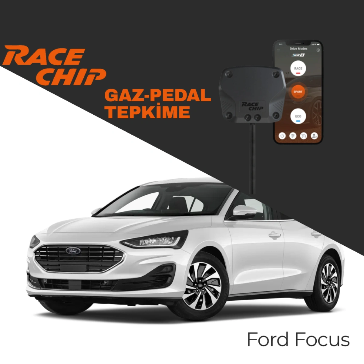 RaceChip XLR5 Ford Focus (IV) 1.0 EcoBoost 125 PS Gaz Pedal Tepkime Cihazı Eco-Sport-Race APP Bluetooth