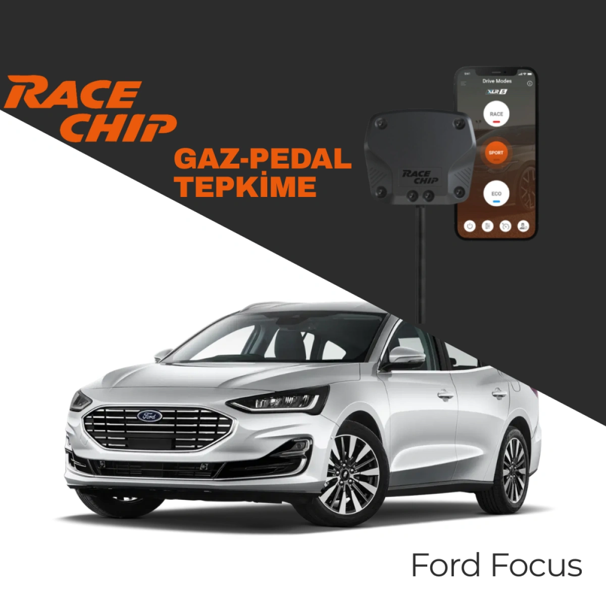 RaceChip XLR5 Ford Focus Focus (DYB) 1.6 TDCi 2011-2018 Gaz Pedal Tepkime Cihazı Eco-Sport-Race APP Bluetooth