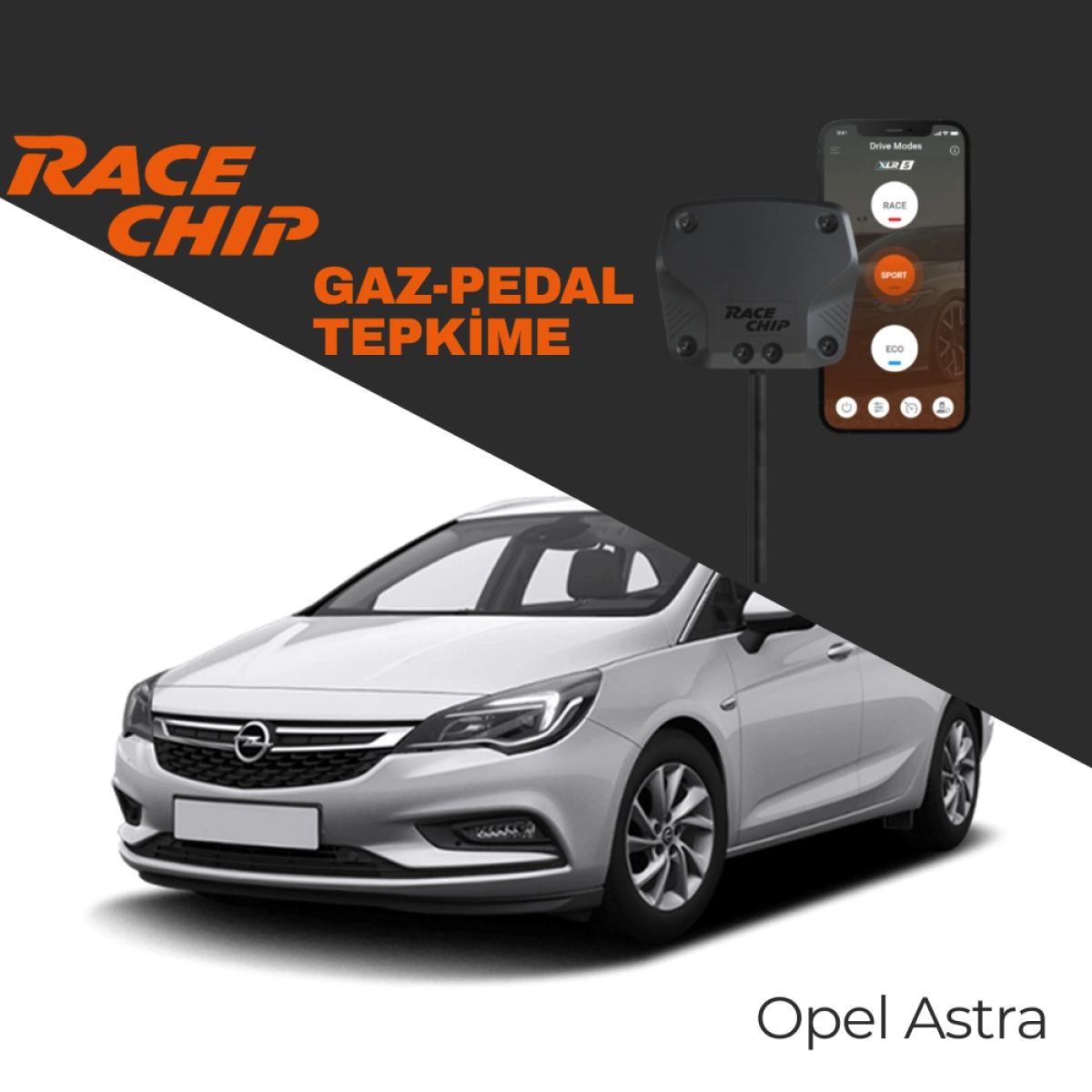RaceChip XLR5 Opel Astra (K) 2015-2021 Gaz Pedal Tepkime Cihazı Eco-Sport-Race APP Bluetooth