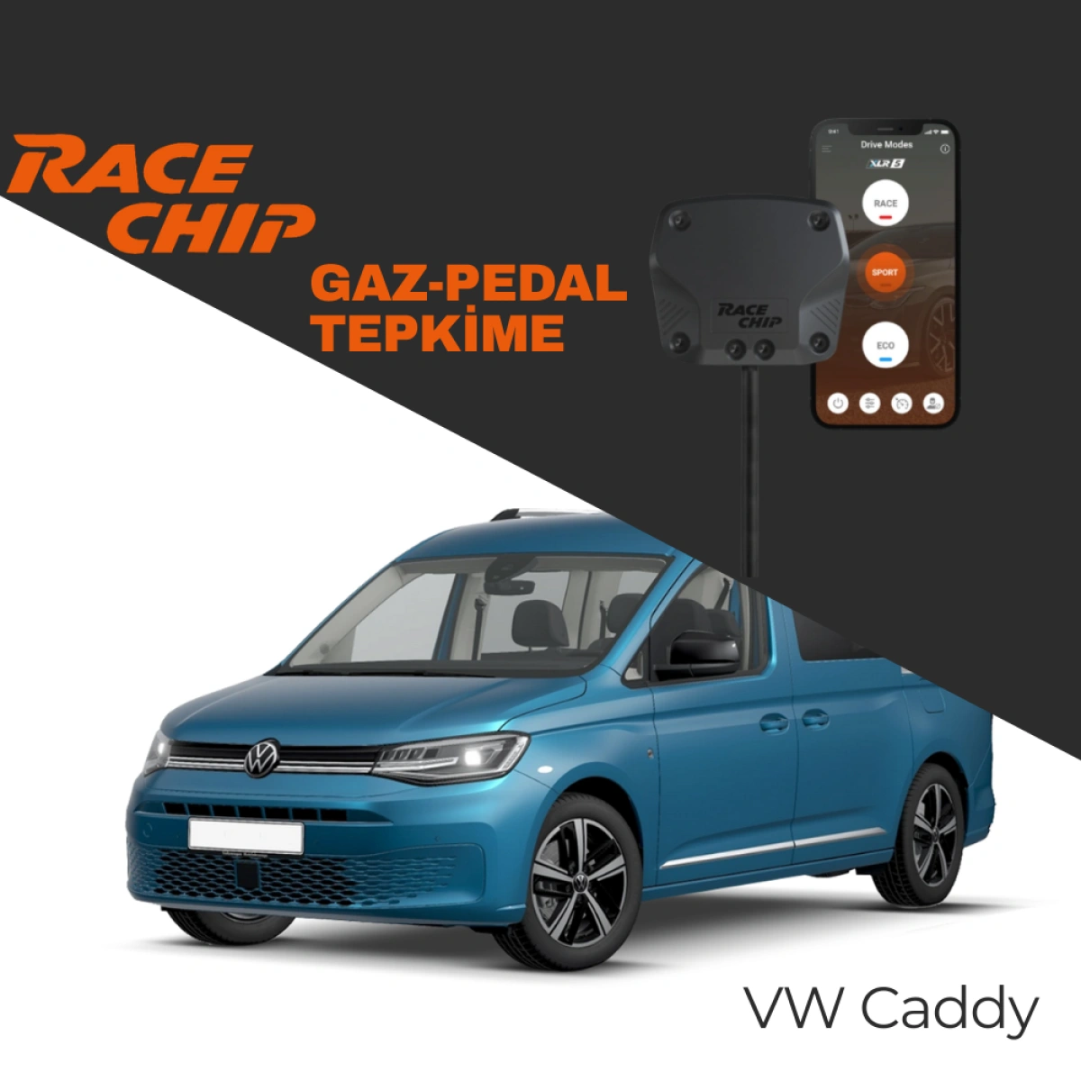 RaceChip XLR5 Volkswagen Caddy 2.0 TDI 102 PS 2014-2021 Gaz Pedal Tepkime Cihazı Eco-Sport-Race APP Bluetooth