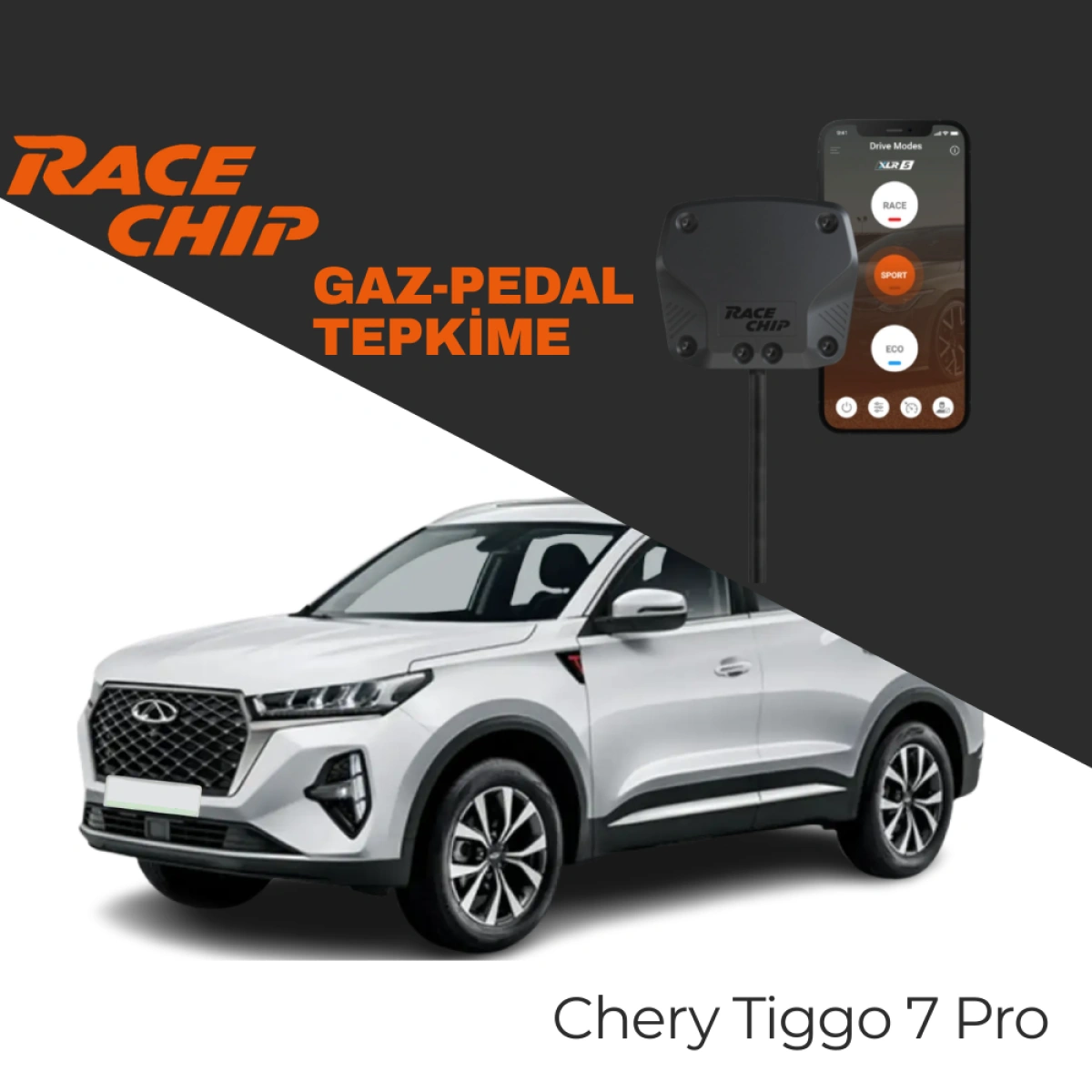 RaceChip XLR5 Chery Tiggo 7 Pro ,Tiggo 7 Pro Max 1.6 T GDI Gaz Pedal Tepkime Cihazı Eco-Sport-Race APP Bluetooth