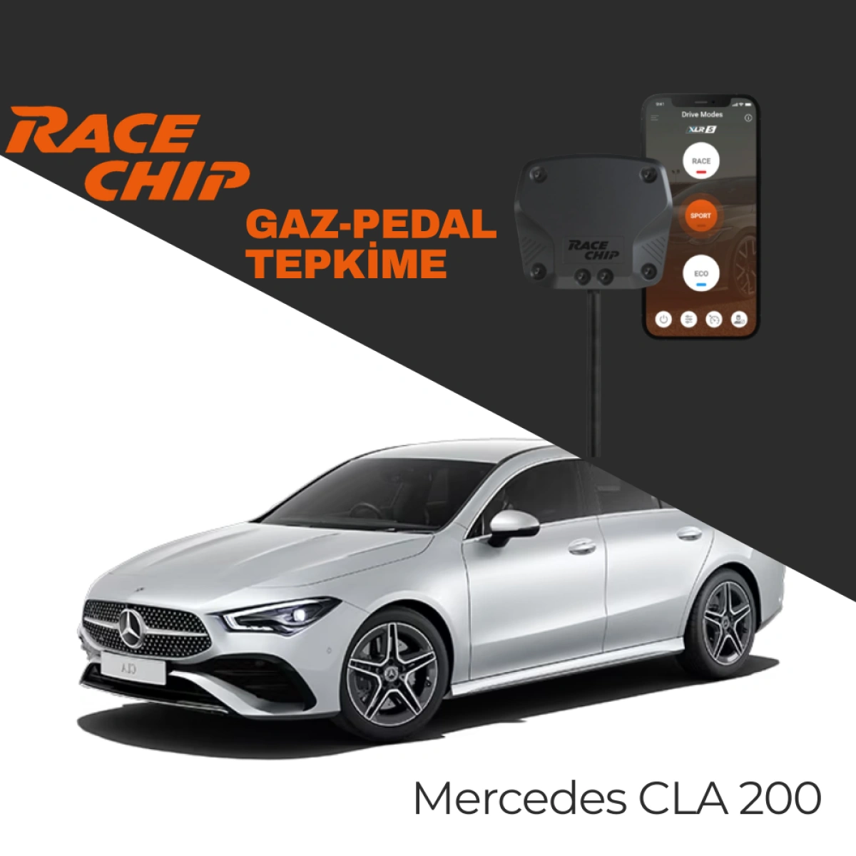 RaceChip XLR5 Mercedes CLA 200 (C118) 1.3L 163 PS Gaz Pedal Tepkime Cihazı Eco-Sport-Race APP Bluetooth
