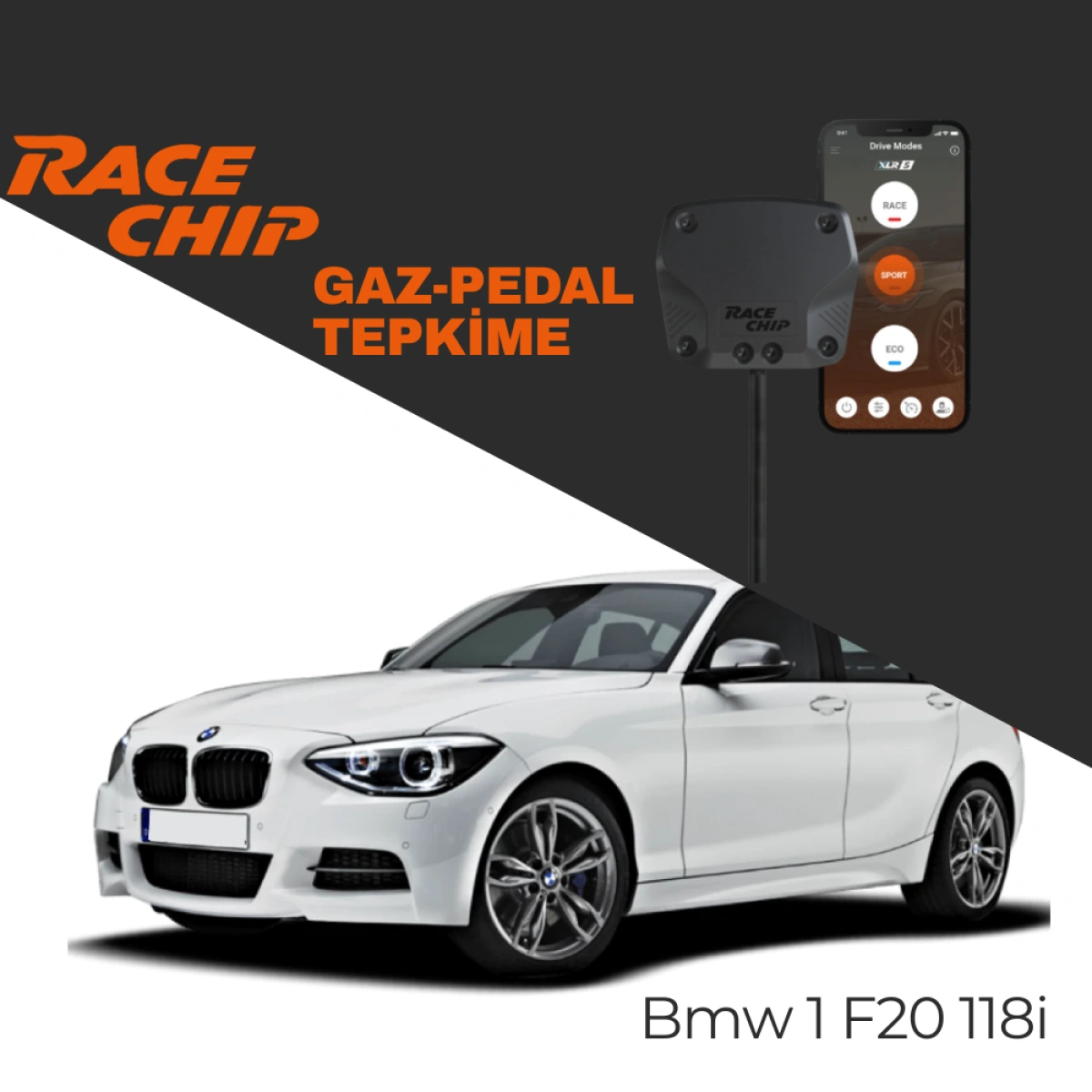 RaceChip XLR5 Bmw 1 Serisi (F20) 118i 1.5L 136 PS Gaz Pedal Tepkime Cihazı Eco-Sport-Race APP Bluetooth