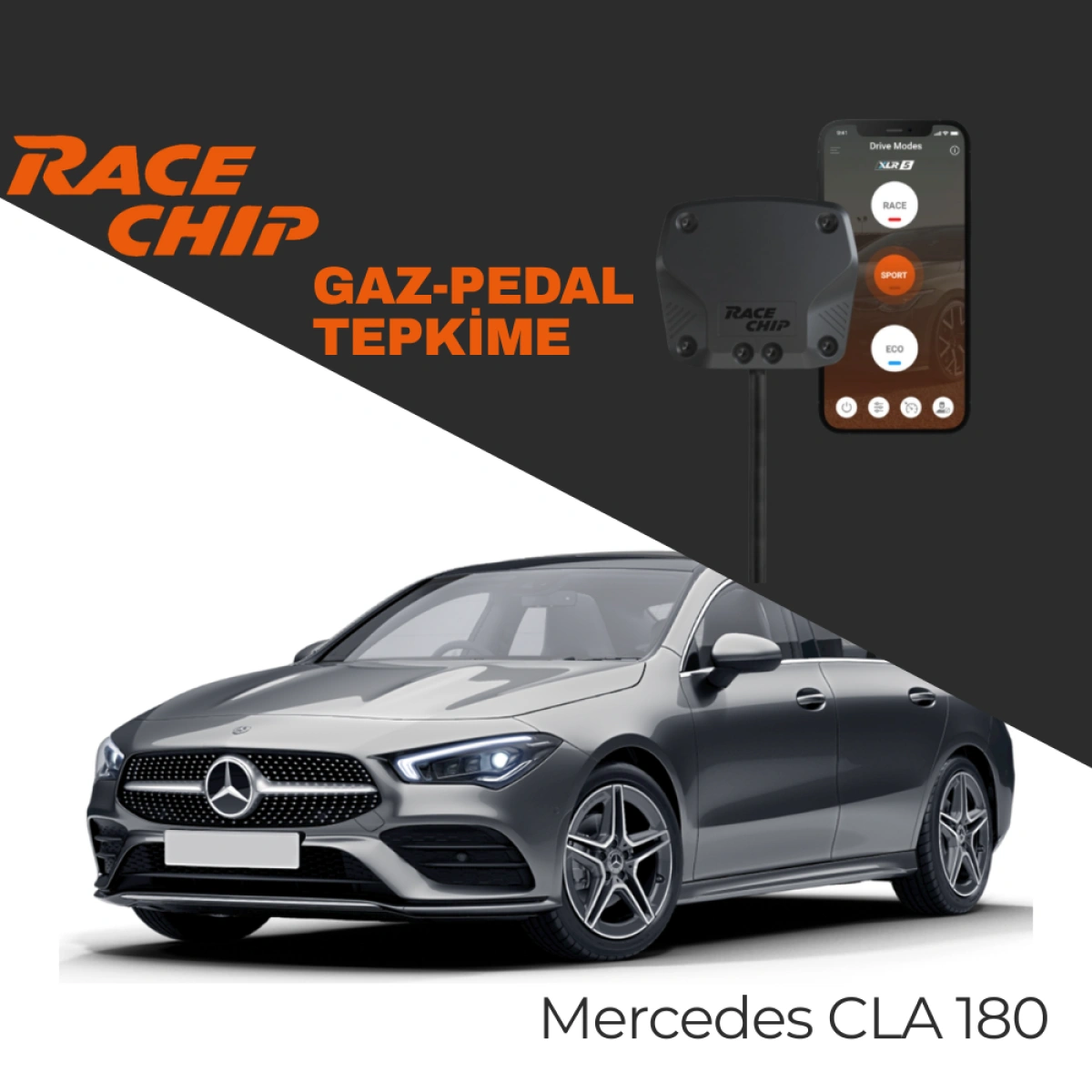 RaceChip XLR5 Mercedes CLA180 (C118) 1.3L 136 PS Gaz Pedal Tepkime Cihazı Eco-Sport-Race APP Bluetooth