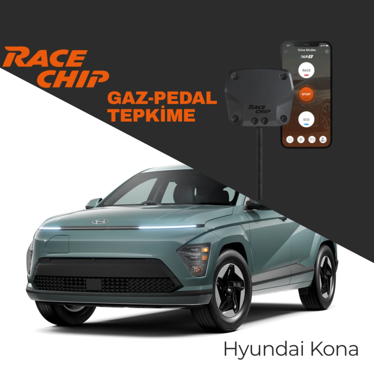 RaceChip XLR5 Hyundai Kona (II) 1.6 T-GDi 170 PS 2023-Sonrası Gaz Pedal Tepkime Cihazı Eco-Sport-Race APP Bluetooth