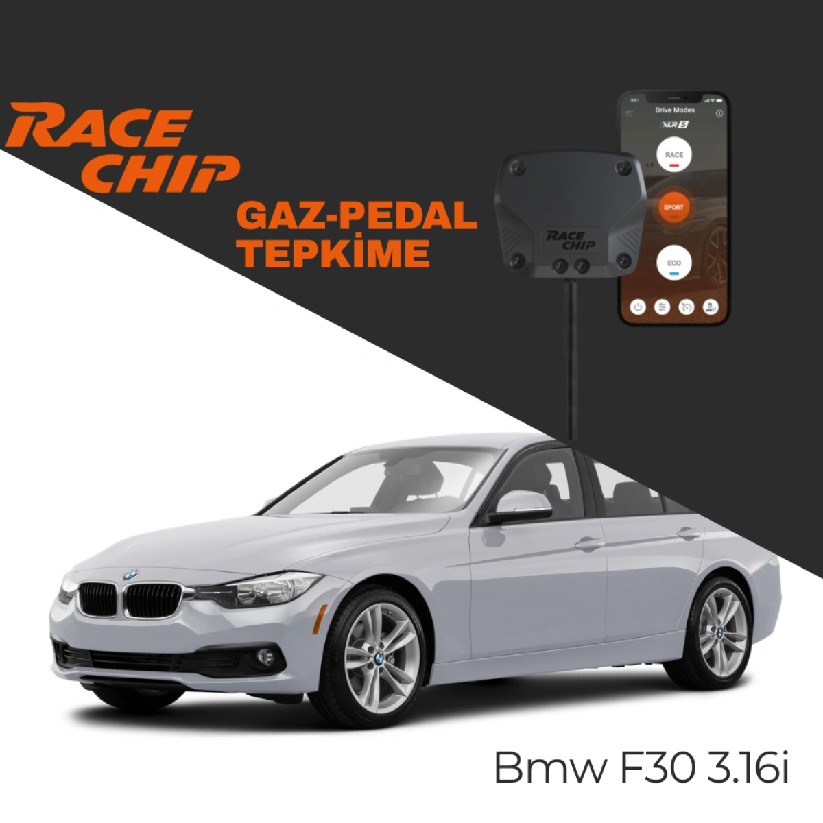 RaceChip XLR5 Bmw 3 Serisi (F30) 316i 136 PS Gaz Pedal Tepkime Cihazı Eco-Sport-Race APP Bluetooth