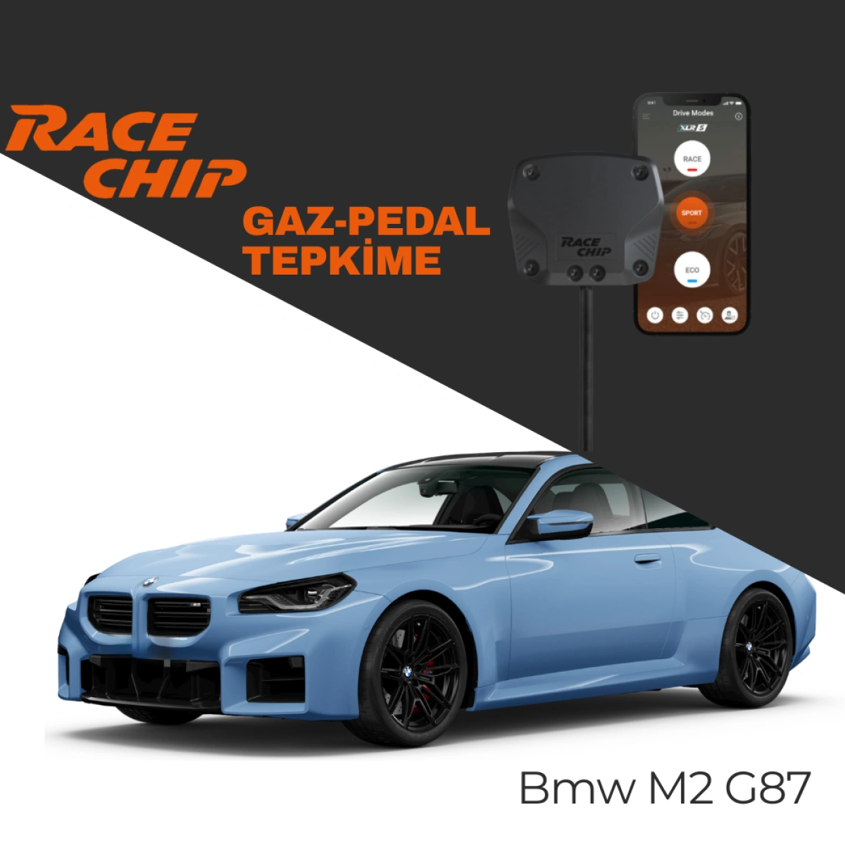 RaceChip XLR5 Bmw M2 Serisi (G87) M2 480 PS Gaz Pedal Tepkime Cihazı Eco-Sport-Race APP Bluetooth