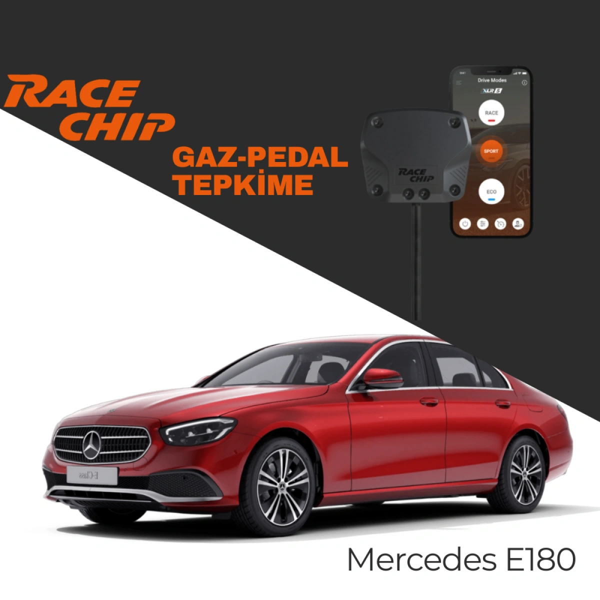 RaceChip XLR5 Mercedes E Serisi (W214) E180 1.5L 170 PS Gaz Pedal Tepkime Cihazı Eco-Sport-Race APP Bluetooth