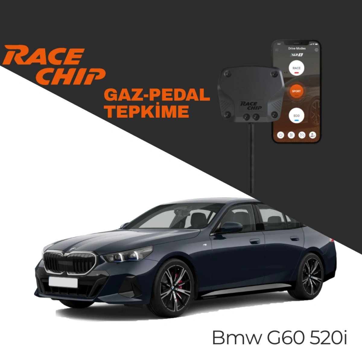 RaceChip XLR5 Bmw 5 Serisi (G60) 520i 190 PS Mild Hybrid Gaz Pedal Tepkime Cihazı Eco-Sport-Race APP Bluetooth