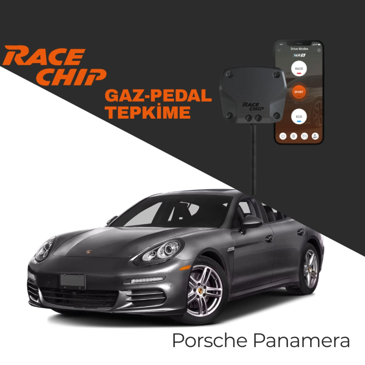RaceChip XLR5 Porsche Panamera (970) 3.0d Diesel 2009-2016 Gaz Pedal Tepkime Cihazı Eco-Sport-Race APP Bluetooth