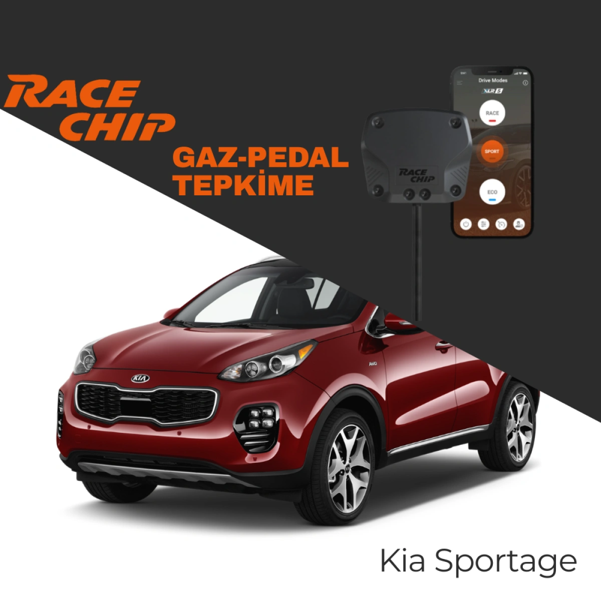 RaceChip XLR5 Kia Sportage IV (QL) 1.6 CRDI 136 PS Gaz Pedal Tepkime Cihazı Eco-Sport-Race APP Bluetooth