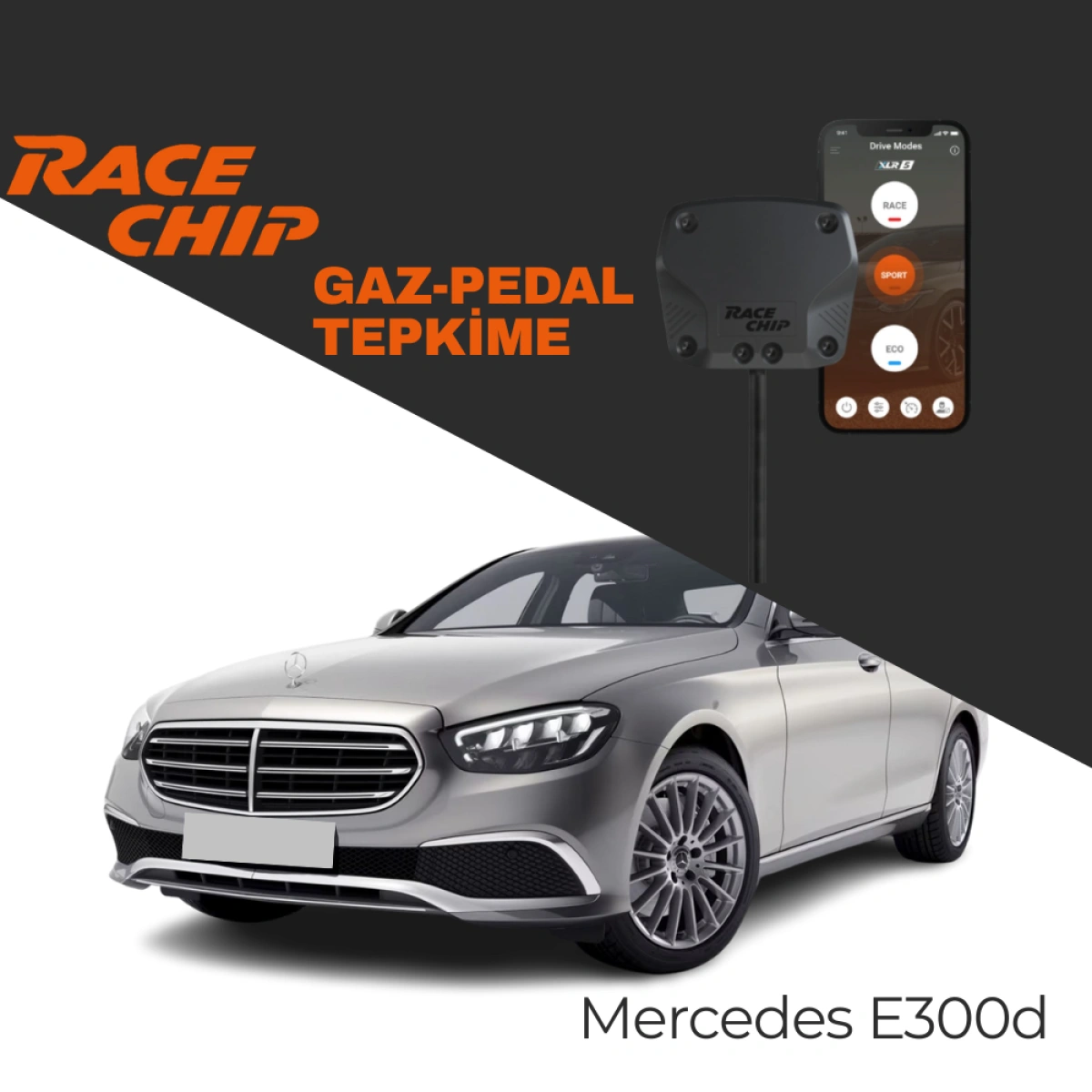 RaceChip XLR5 Mercedes E Serisi (W213) E300d EQ Boost 265 PS Gaz Pedal Tepkime Cihazı Eco-Sport-Race APP Bluetooth