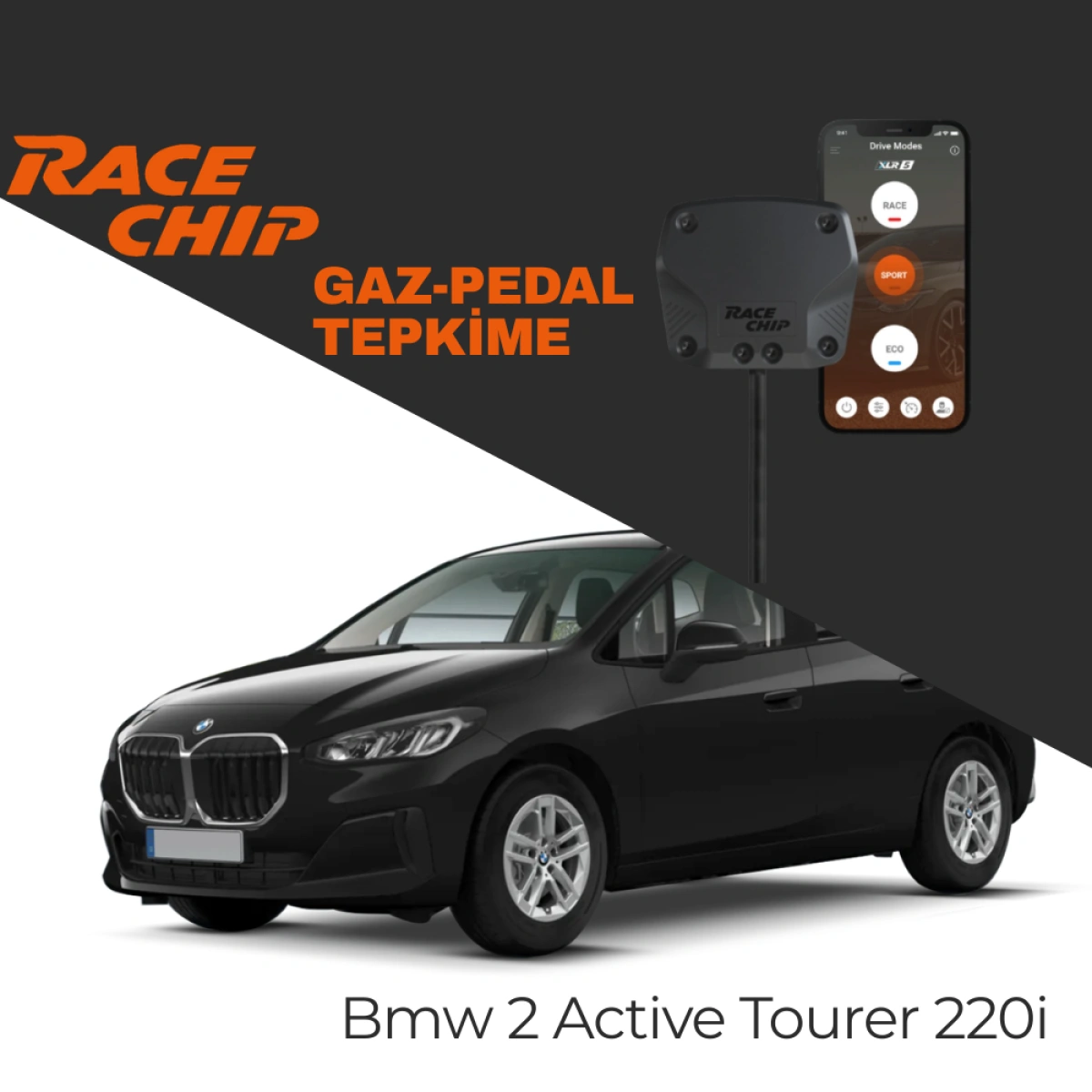 RaceChip XLR5 Bmw 2 Serisi Active Tourer (U06) 220i 1.5L Mild Hybrid 170 PS Gaz Pedal Tepkime Cihazı Eco-Sport-Race APP Bluetooth