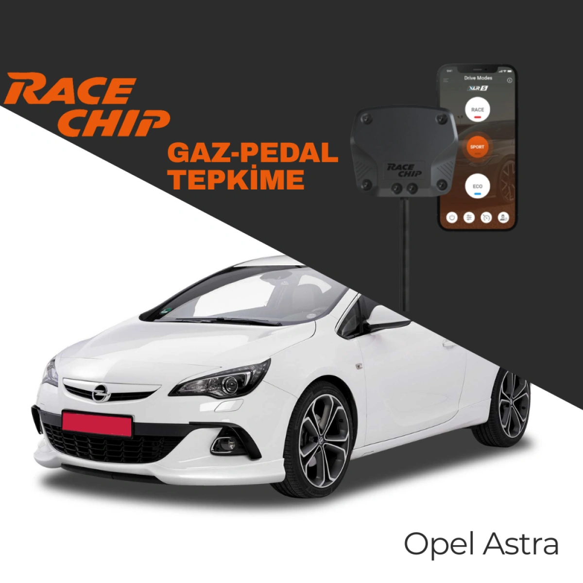 RaceChip XLR5 Opel Astra (J) 2009-2015 Gaz Pedal Tepkime Cihazı Eco-Sport-Race APP Bluetooth