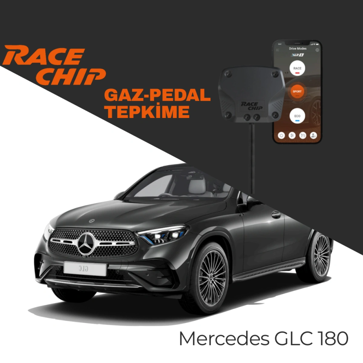 RaceChip XLR5 Mercedes GLC 180 1.5L 170 PS Gaz Pedal Tepkime Cihazı Eco-Sport-Race APP Bluetooth
