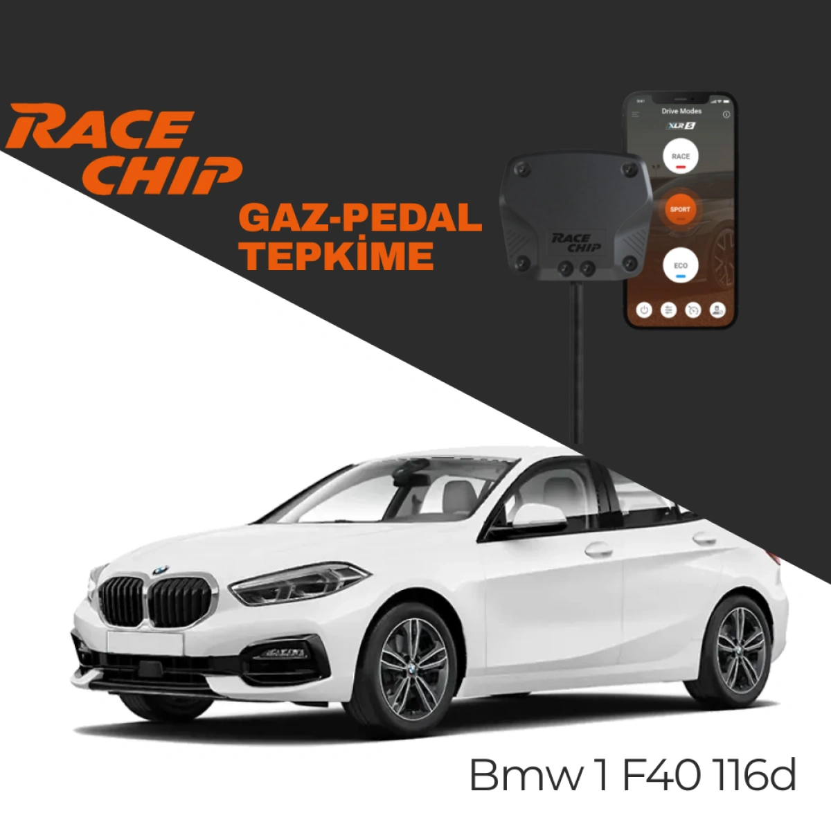 RaceChip XLR5 Bmw 1 Serisi (F40) 116d 116 PS Gaz Pedal Tepkime Cihazı Eco-Sport-Race APP Bluetooth