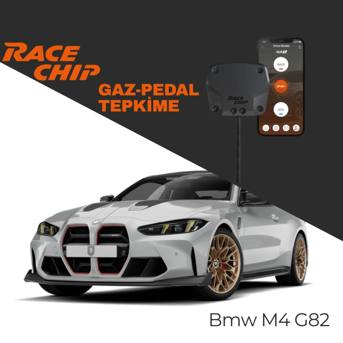 RaceChip XLR5 Bmw M4 Serisi (G82) M4 480 PS Gaz Pedal Tepkime Cihazı Eco-Sport-Race APP Bluetooth