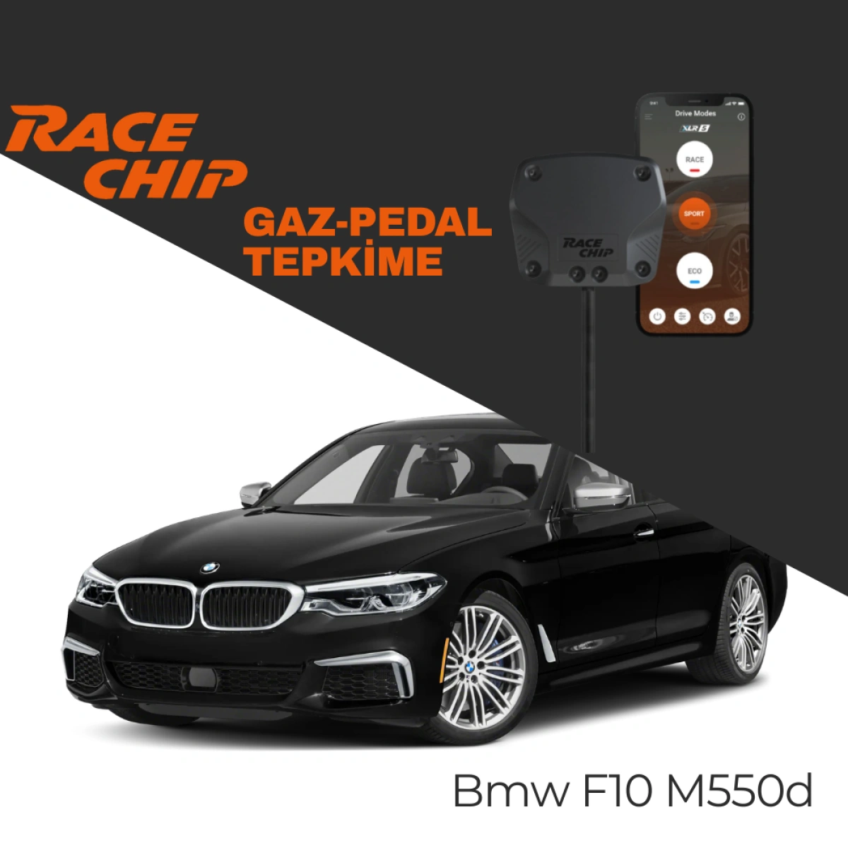 RaceChip XLR5 Bmw 5 Serisi (F10) M550d 381 PS Gaz Pedal Tepkime Cihazı Eco-Sport-Race APP Bluetooth