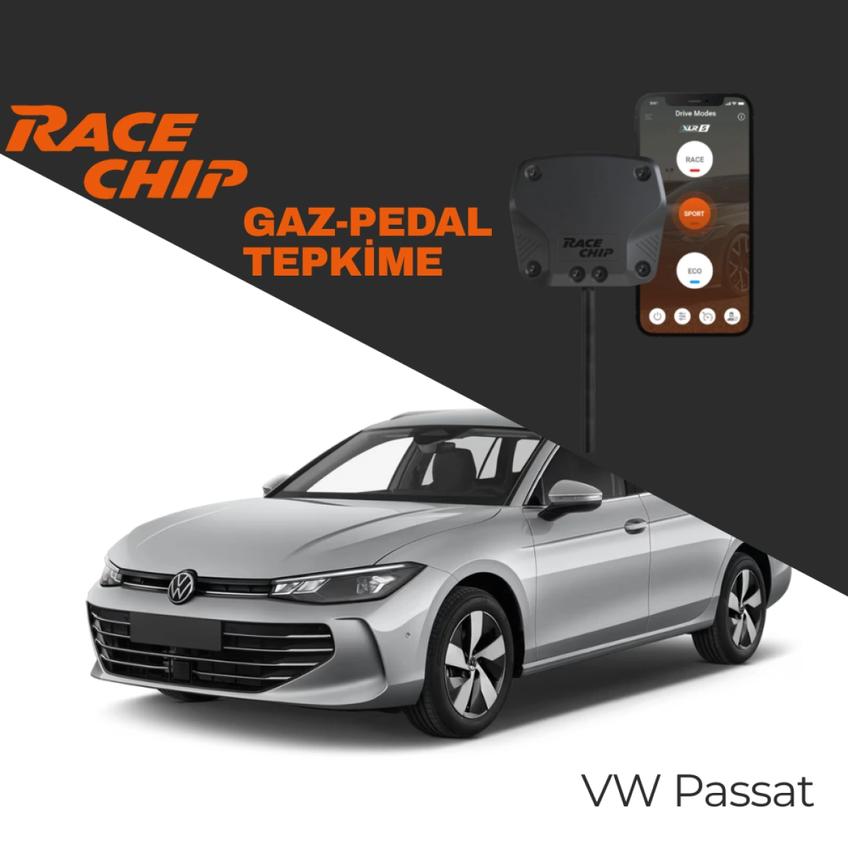 RaceChip XLR5 Volkswagen Passat (B9) 1.5 eTSI 150 Gaz Pedal Tepkime Cihazı Eco-Sport-Race APP Bluetooth