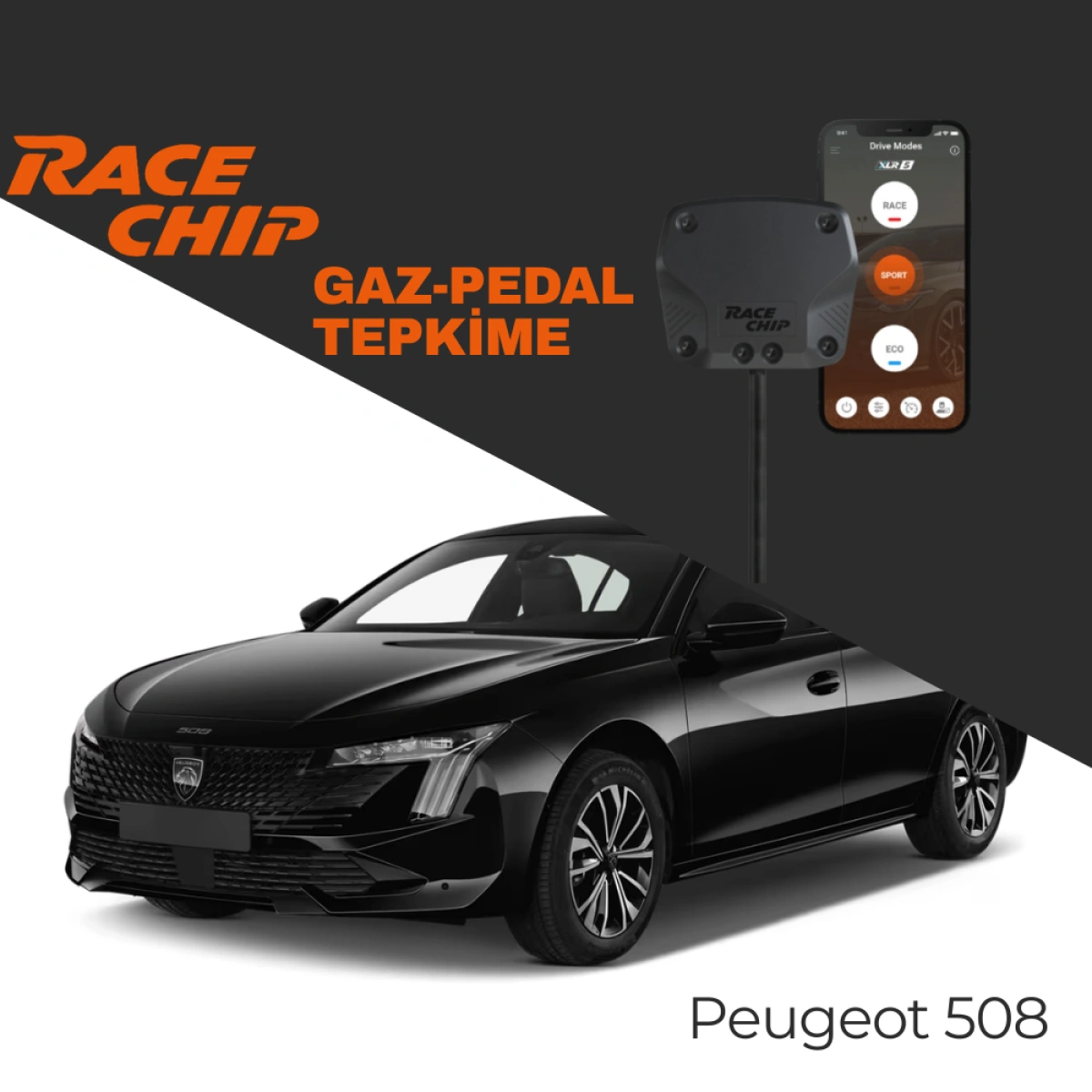 RaceChip XLR5 Peugeot 508 (II) 1.5D 130 PS Gaz Pedal Tepkime Cihazı Eco-Sport-Race APP Bluetooth