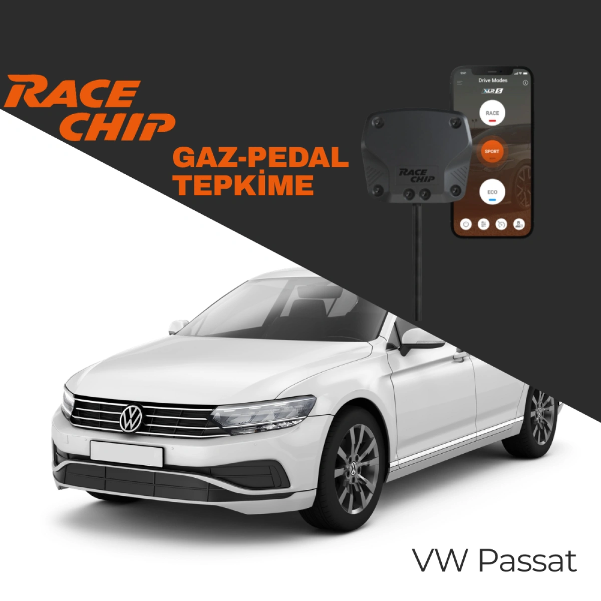 RaceChip XLR5 Volkswagen Passat (B8) 2.0 TDI Gaz Pedal Tepkime Cihazı Eco-Sport-Race APP Bluetooth