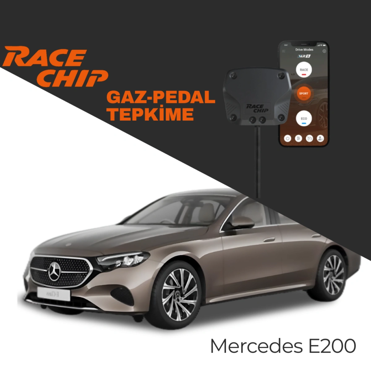 RaceChip XLR5 Mercedes E Serisi (W213) E200 184 PS Gaz Pedal Tepkime Cihazı Eco-Sport-Race APP Bluetooth