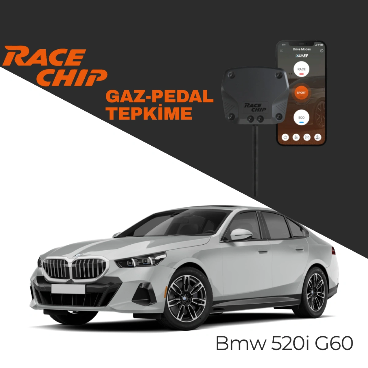 RaceChip XLR5 Bmw 5 Serisi (G60) 520i 208 PS Mild Hybrid Gaz Pedal Tepkime Cihazı Eco-Sport-Race APP Bluetooth