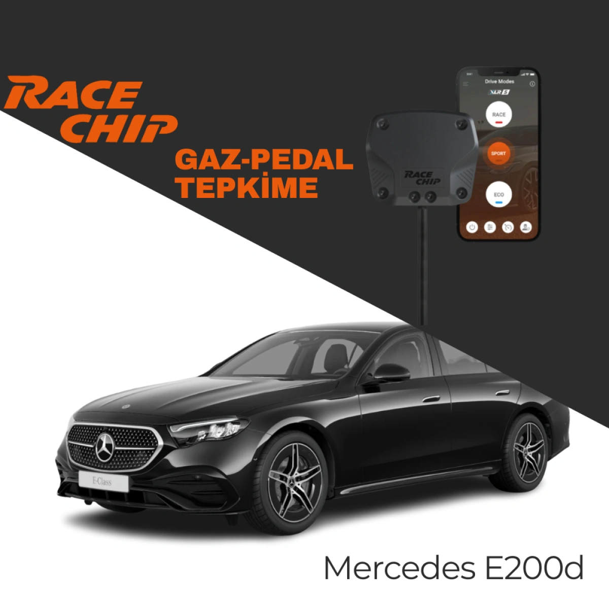 RaceChip XLR5 Mercedes E200d (W213) 1.6L 160 PS Gaz Pedal Tepkime Cihazı Eco-Sport-Race APP Bluetooth
