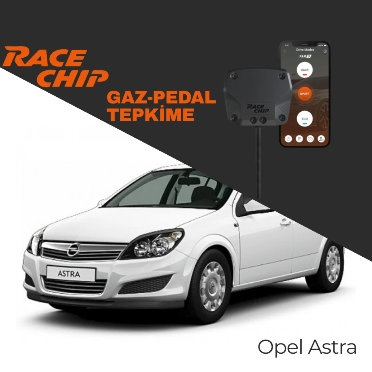 RaceChip XLR5 Opel Astra (H) 2005-2014 Gaz Pedal Tepkime Cihazı Eco-Sport-Race APP Bluetooth