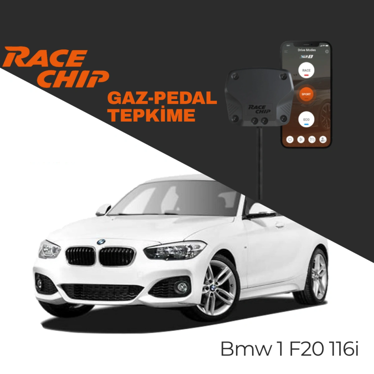 RaceChip XLR5 Bmw 1 Serisi (F20) 116i 136 PS Gaz Pedal Tepkime Cihazı Eco-Sport-Race APP Bluetooth