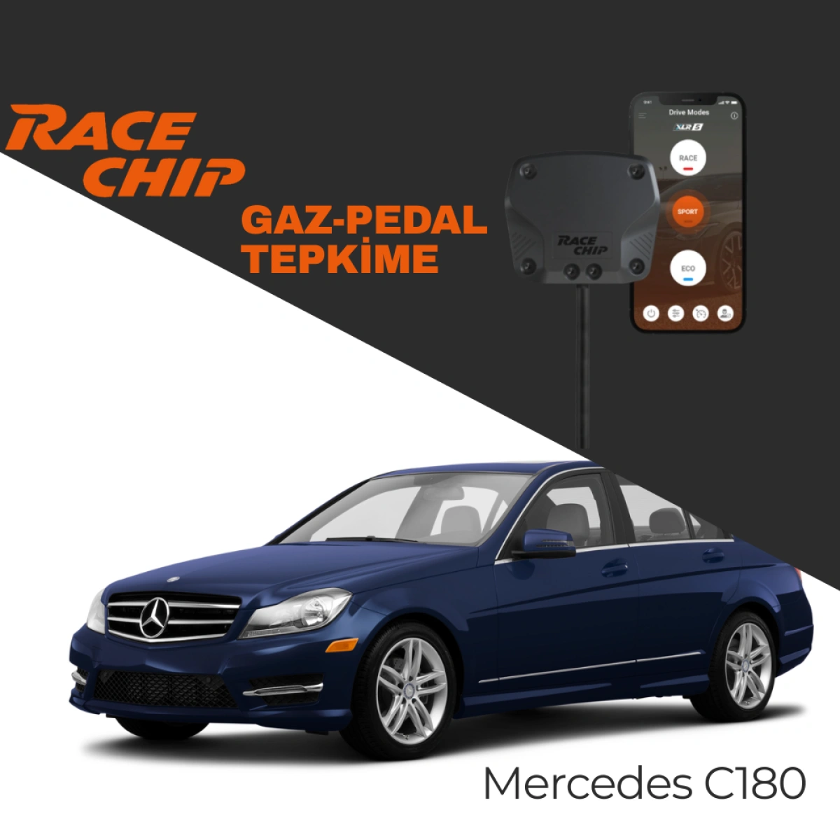 RaceChip XLR5 Mercedes C 180 (W204,S204) C180 CGI Gaz Pedal Tepkime Cihazı Eco-Sport-Race APP Bluetooth