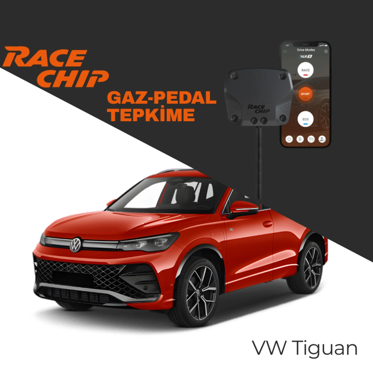 RaceChip XLR5 Volkswagen Tiguan III (CT1) 1.5 eTSI 150 2024-Sonrası Gaz Pedal Tepkime Cihazı Eco-Sport-Race APP Bluetooth