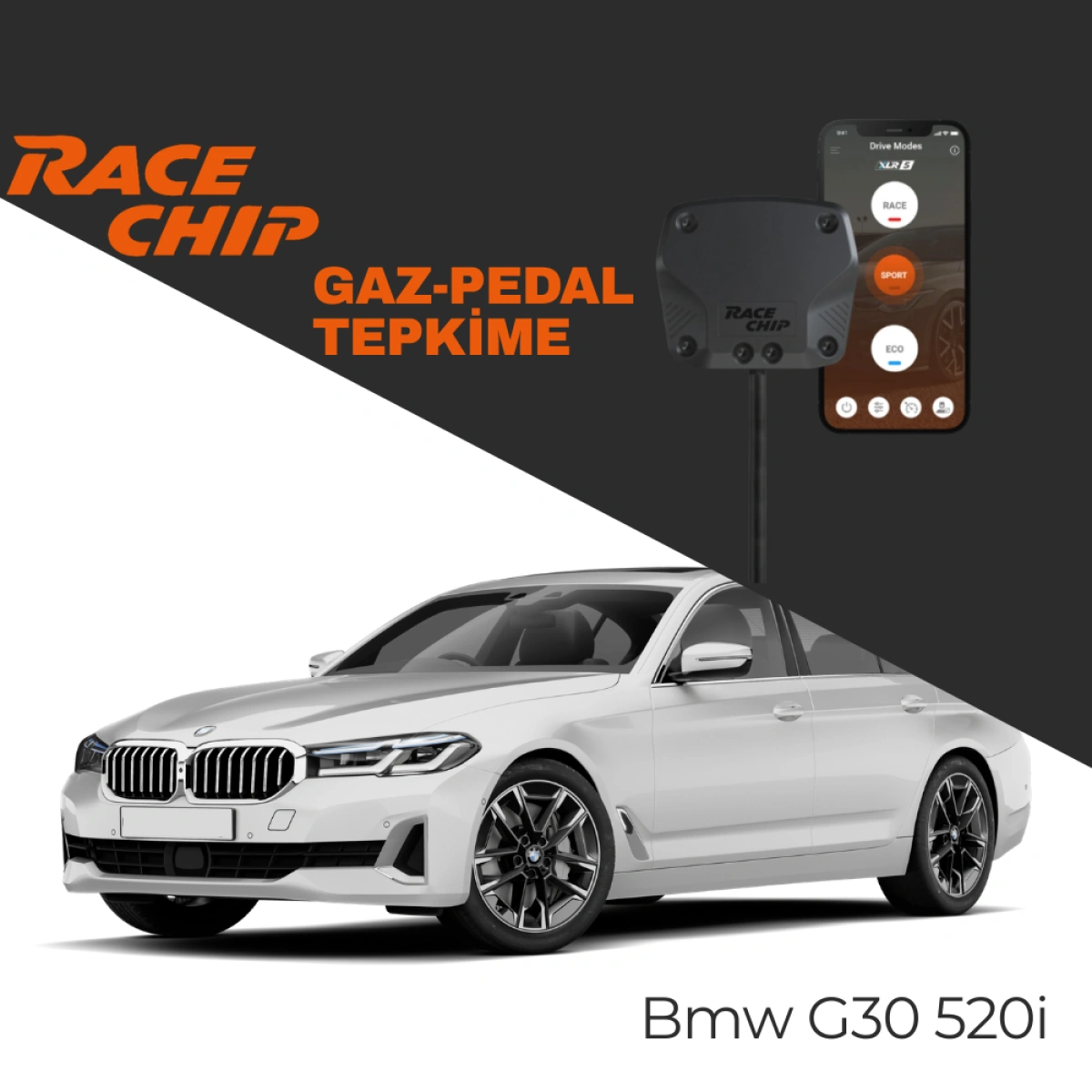 RaceChip XLR5 Bmw 5 Serisi (G30) 520i 170 PS Gaz Pedal Tepkime Cihazı Eco-Sport-Race APP Bluetooth
