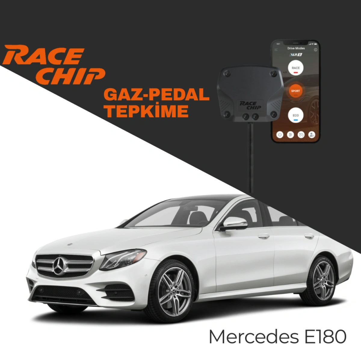 RaceChip XLR5 Mercedes E Serisi (W212) E180 156 PS Gaz Pedal Tepkime Cihazı Eco-Sport-Race APP Bluetooth