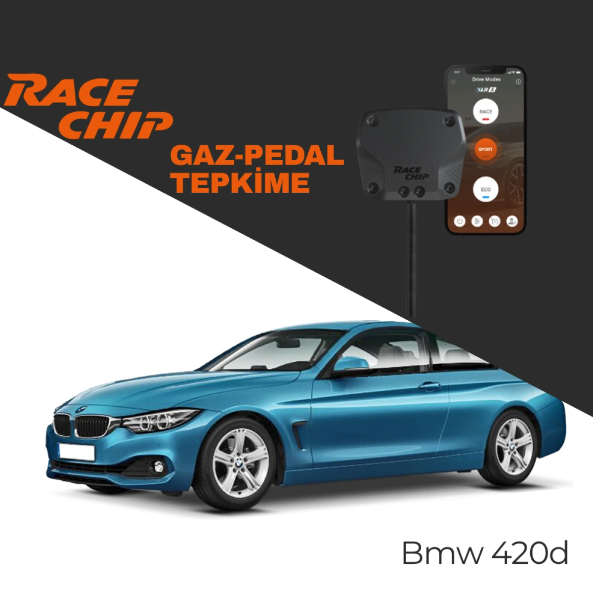 RaceChip XLR5 Bmw 4 Serisi (F32,F33,F36) 420d Gaz Pedal Tepkime Cihazı Eco-Sport-Race APP Bluetooth
