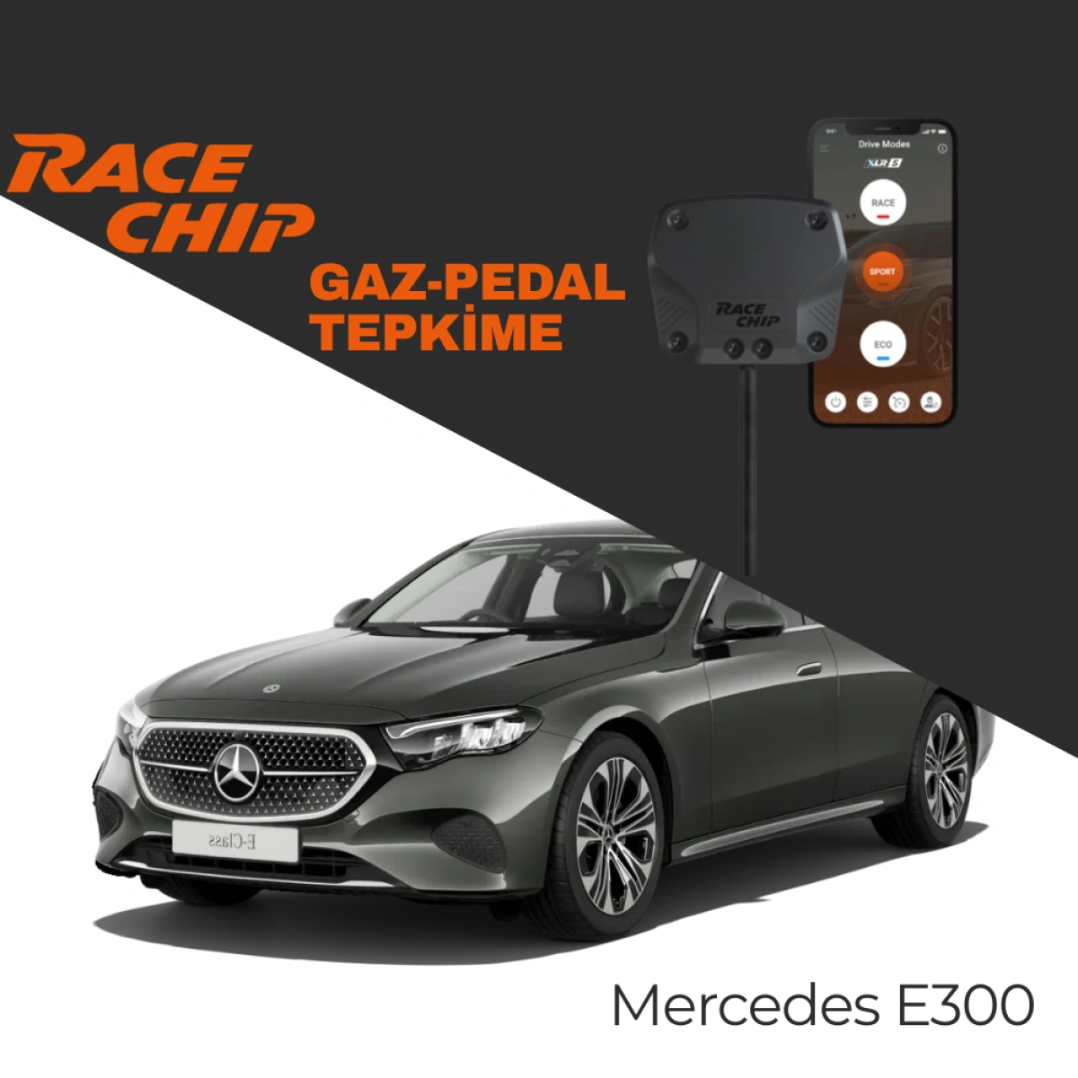 RaceChip XLR5 Mercedes E Serisi (W213) E300 258 PS Gaz Pedal Tepkime Cihazı Eco-Sport-Race APP Bluetooth