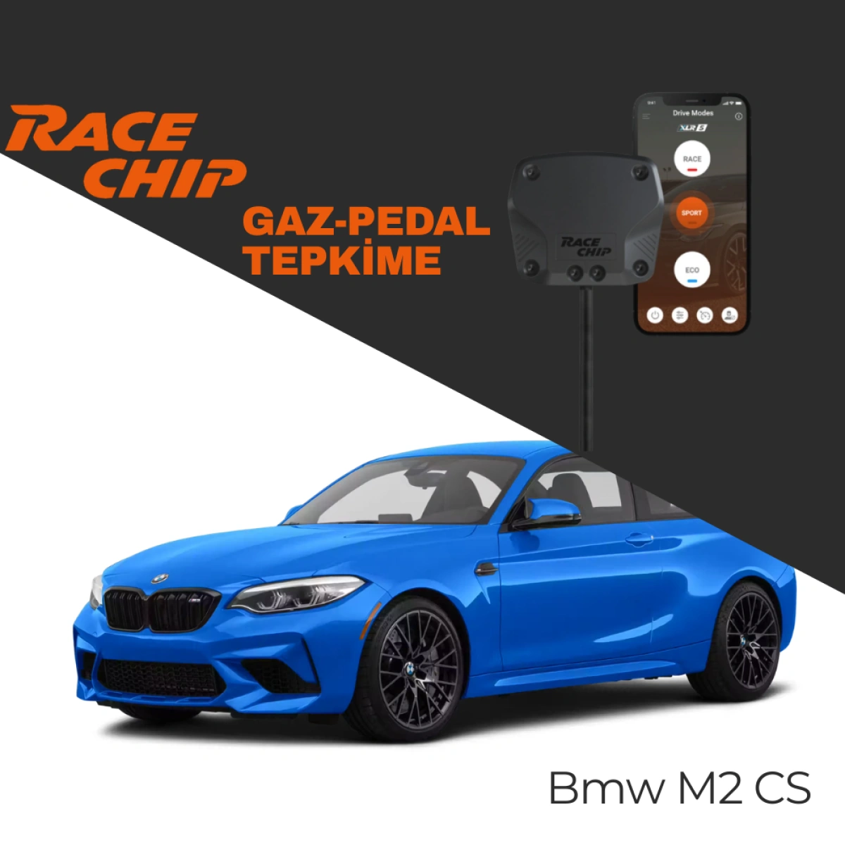 RaceChip XLR5 Bmw M2 Serisi (F87) M2 CS 450 PS Gaz Pedal Tepkime Cihazı Eco-Sport-Race APP Bluetooth