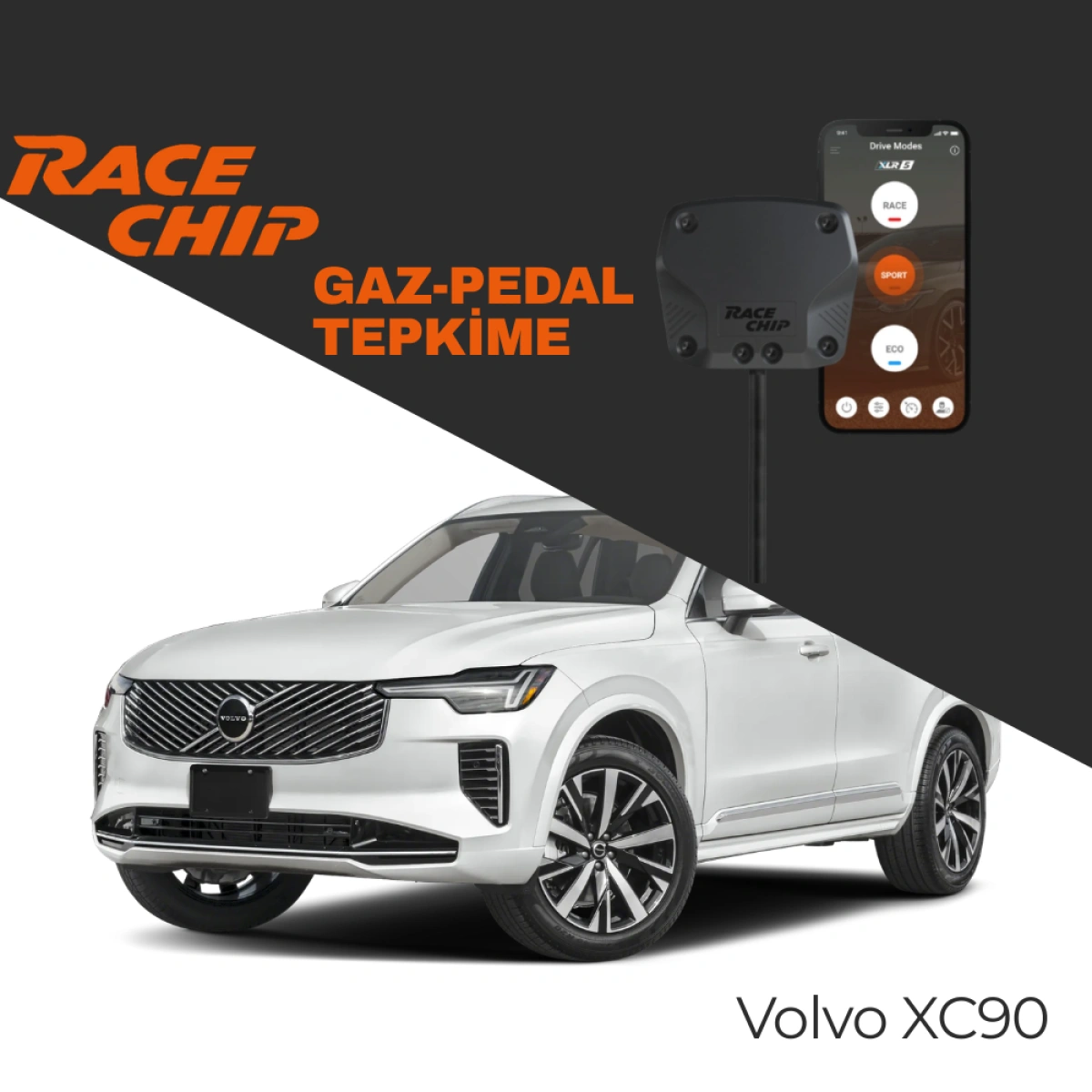 RaceChip XLR5 Volvo XC90 II 2.0 B5 Gaz Pedal Tepkime Cihazı Eco-Sport-Race APP Bluetooth